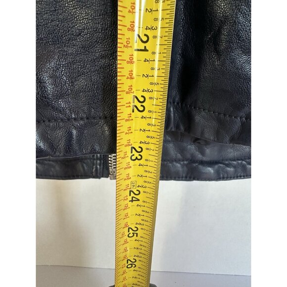 Kenneth Cole Reaction Navy Faux Leather Moto Jacket XL Stretch Designer - Picture 12 of 16